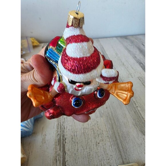Crab Santa glass glitter ornament diver Xmas‎ tree - Picture 8 of 9